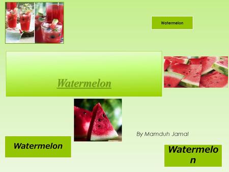 Watermelon By Mamduh Jamal Watermelon. Definition for Watermelon  The large melon like fruit of a plant of the gourd family, with smooth green skin,