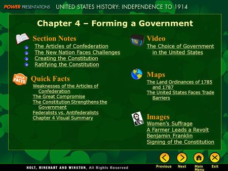 Chapter 4 – Forming a Government