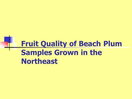 Fruit Quality of Beach Plum Samples Grown in the Northeast.