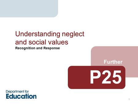 Recognition and Response Further Understanding neglect and social values 1 P25.