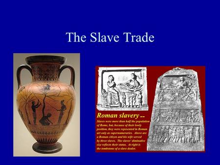 The Slave Trade In Context over time Most human societies have had slaves Africans had practiced slavery and sold slaves for centuries oTrans-Saharan.