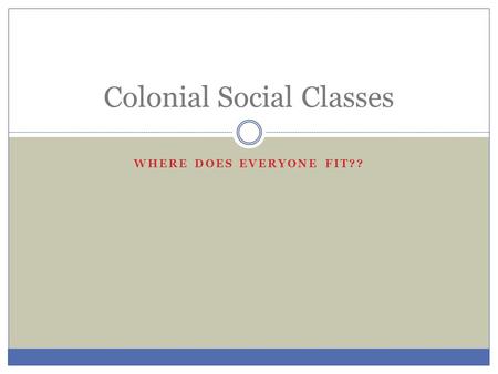 WHERE DOES EVERYONE FIT?? Colonial Social Classes.
