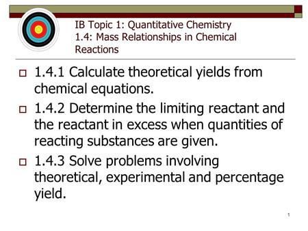 1.4.1 Calculate theoretical yields from chemical equations.