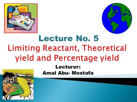 Lecturer: Amal Abu- Mostafa.  Available Ingredients ◦ 4 slices of bread ◦ 1 jar of peanut butter ◦ 1/2 jar of jelly Limiting Reactant Limiting Reactant.
