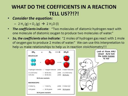 WHAT DO THE COEFFICIENTS IN A REACTION TELL US??!?!