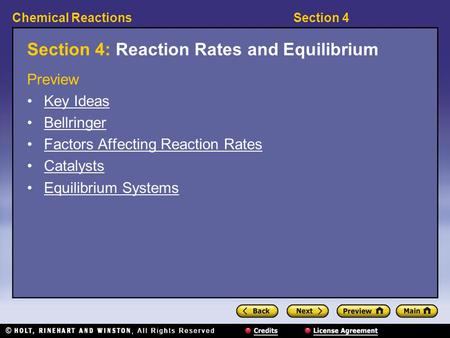 Section 4: Reaction Rates and Equilibrium