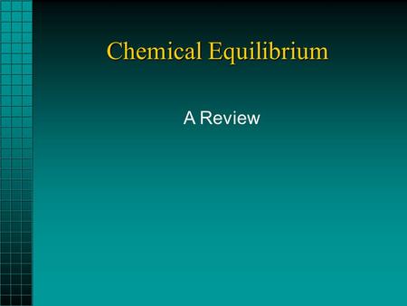 Chemical Equilibrium A Review. Questions about reactions 1.What’s happening? The chemical equation ? 2.How fast is it happening? 3.To what extent does.