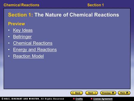 Section 1: The Nature of Chemical Reactions