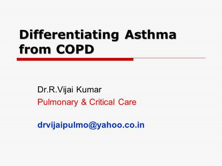 Differentiating Asthma from COPD