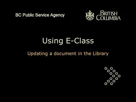 Using E-Class Updating a document in the Library.