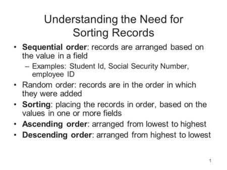 Understanding the Need for Sorting Records
