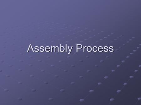 Assembly Process. Machine Code Generation Assembling a program entails translating the assembly language into binary machine code This requires more than.