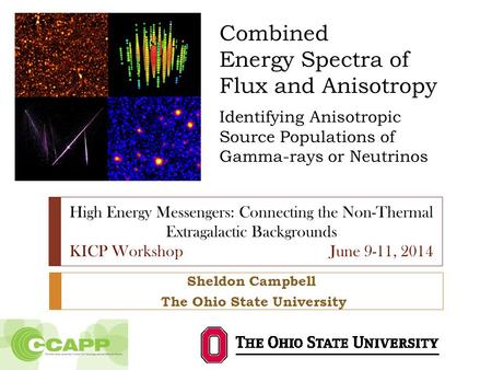 Combined Energy Spectra of Flux and Anisotropy Identifying Anisotropic Source Populations of Gamma-rays or Neutrinos Sheldon Campbell The Ohio State University.