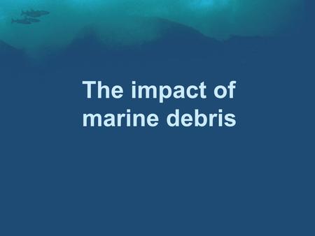 The impact of marine debris. Marine Debris -Courtesy to Conservation Science Institute; Altered Ocean; Blue Planet Society.