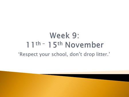 ‘Respect your school, don’t drop litter.’.  This week, in our forms, we would like you to think about ways to care for our school environment. One way.