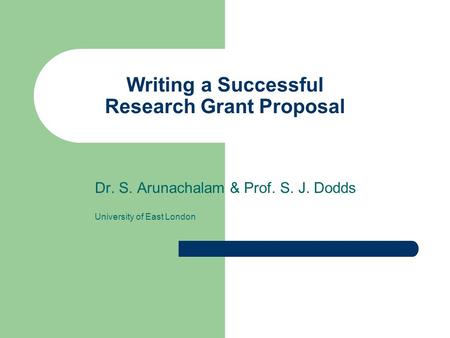 Writing a Successful Research Grant Proposal