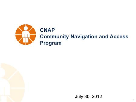 1 CNAP Community Navigation and Access Program July 30, 2012.
