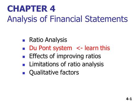 CHAPTER 4 Analysis of Financial Statements