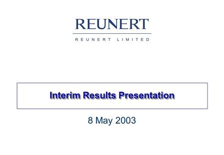 Interim Results Presentation 8 May 2003. Group structure * ATC Effective 89,5%