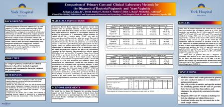 Printed by www.postersession.com Comparison of Primary Care and Clinical Laboratory Methods for the Diagnosis of Bacterial Vaginosis and Yeast Vaginitis.