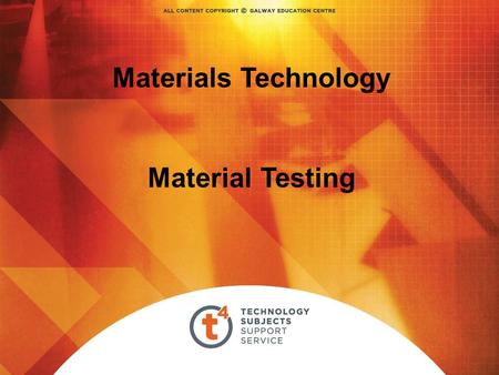 Materials Technology Material Testing. Overview – Testing Materials Hardness Testing Direct Reading Hardness Testing Machine (Vickers or Brinell) Measures.