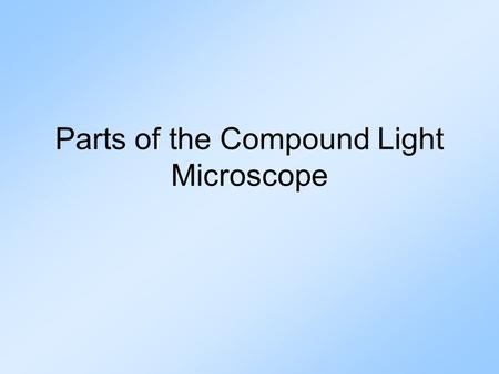 Parts of the Compound Light Microscope