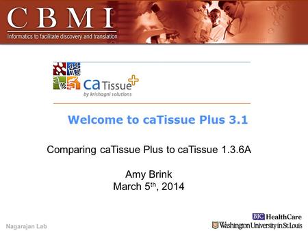 YOUR LOGO HERE YOUR LOGO HERE Amy Brink Comparing caTissue Plus to caTissue 1.3.6A Amy Brink March 5 th, 2014.