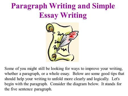 Paragraph Writing and Simple Essay Writing Some of you might still be looking for ways to improve your writing, whether a paragraph, or a whole essay.