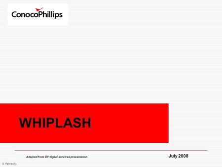 S. Petmecky WHIPLASH July 2008 Adapted from BP digital services presentation.