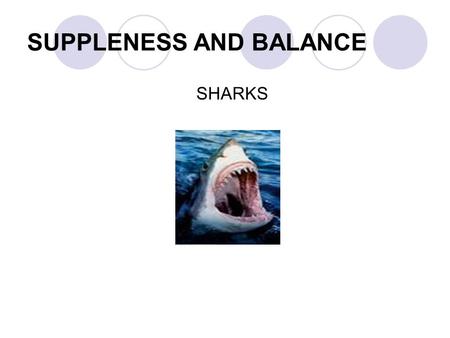 SUPPLENESS AND BALANCE SHARKS. Flexibility Flexibility is the range of movement across a joint. Most activities require flexibility. Having good flexibility.