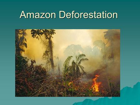 Amazon Deforestation. The Amazon Region Concern about Amazon Deforestation  Loss of biodiversity  Impact on climate –Moderating impact on climate –Carbon.