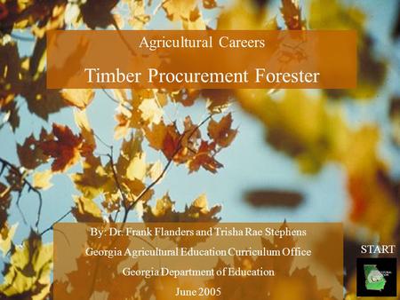Agricultural Careers Timber Procurement Forester By: Dr. Frank Flanders and Trisha Rae Stephens Georgia Agricultural Education Curriculum Office Georgia.