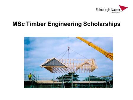 MSc Timber Engineering Scholarships. “It’s not all about Steel, Glass and Concrete…..”