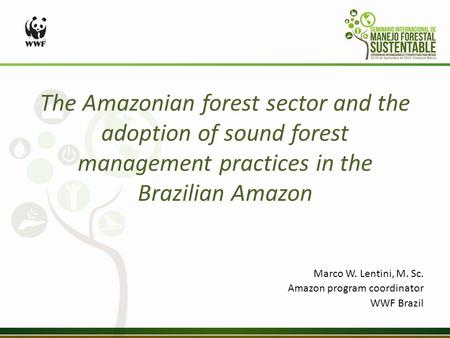 The Amazonian forest sector and the adoption of sound forest management practices in the Brazilian Amazon Marco W. Lentini, M. Sc. Amazon program coordinator.