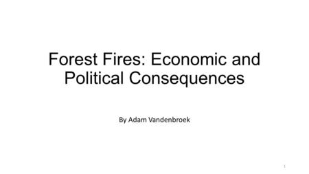 Forest Fires: Economic and Political Consequences By Adam Vandenbroek 1.