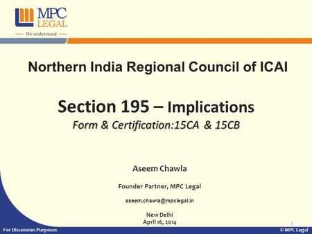 Section 195 – Implications Form & Certification:15CA & 15CB