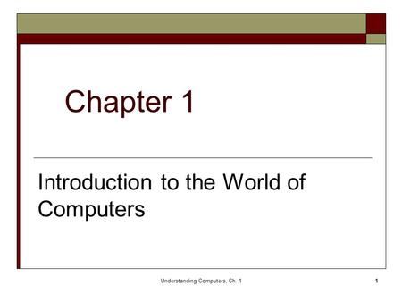 Introduction to the World of Computers