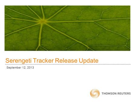 Serengeti Tracker Release Update September 12, 2013.