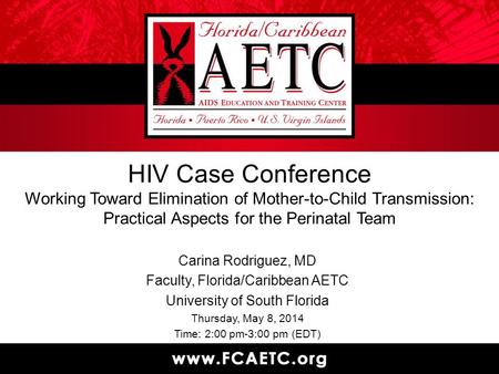 HIV Case Conference Working Toward Elimination of Mother-to-Child Transmission: Practical Aspects for the Perinatal Team Please include the title of your.