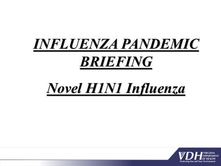INFLUENZA PANDEMIC BRIEFING Novel H1N1 Influenza.