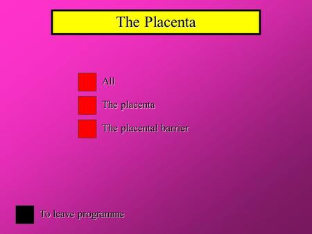 The Placenta All The placenta The placental barrier To leave programme.