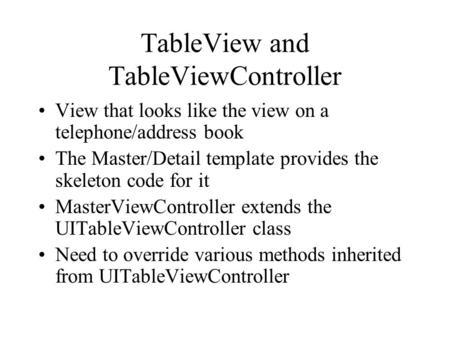 TableView and TableViewController