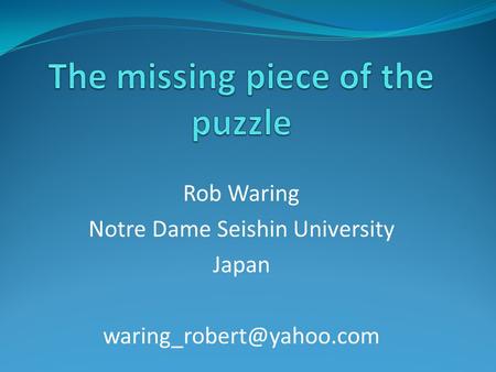 Rob Waring Notre Dame Seishin University Japan