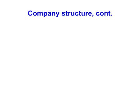 Company structure, cont.. HW check: Submit the paragraph on big / small companies Company structure (MK, p 22-23) Vocabulary Delegate decision making.