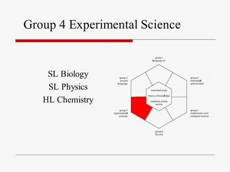 Group 4 Experimental Science SL Biology SL Physics HL Chemistry.
