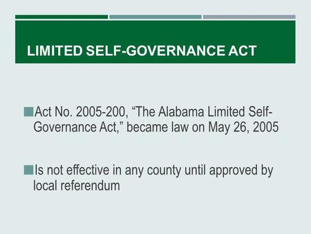 Limited Self-Governance Act