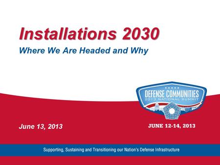 Installations 2030 Where We Are Headed and Why June 13, 2013.