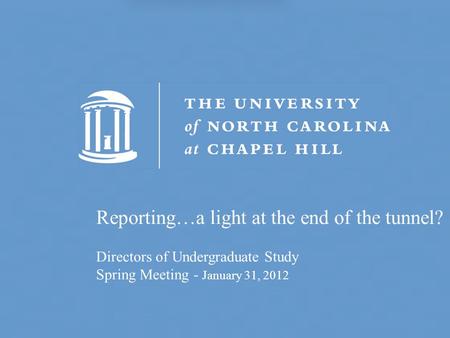 Reporting…a light at the end of the tunnel? Directors of Undergraduate Study Spring Meeting - January 31, 2012.