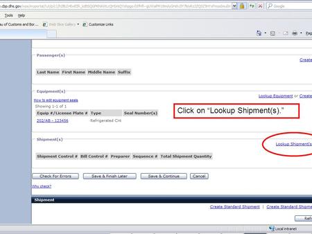 Click on “Lookup Shipment(s).”. Select the QP to be added and click on “Add Selected.”