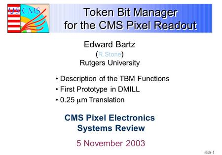 Token Bit Manager for the CMS Pixel Readout